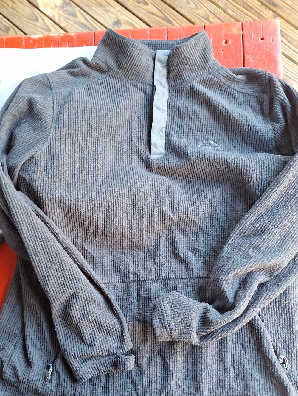 L.L. Bean Charcoal Gray Quarter-snap Fleece Pullover